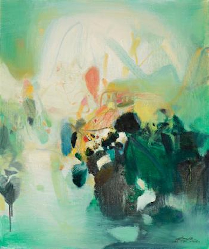 Composition (fond vert) by Chu Teh-Chun