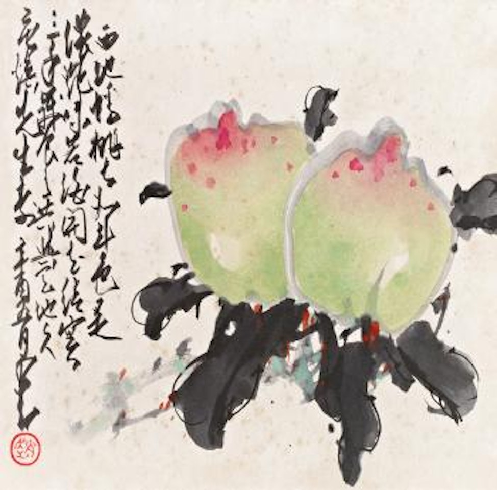 Pair of peaches by Zhao Shao'ang