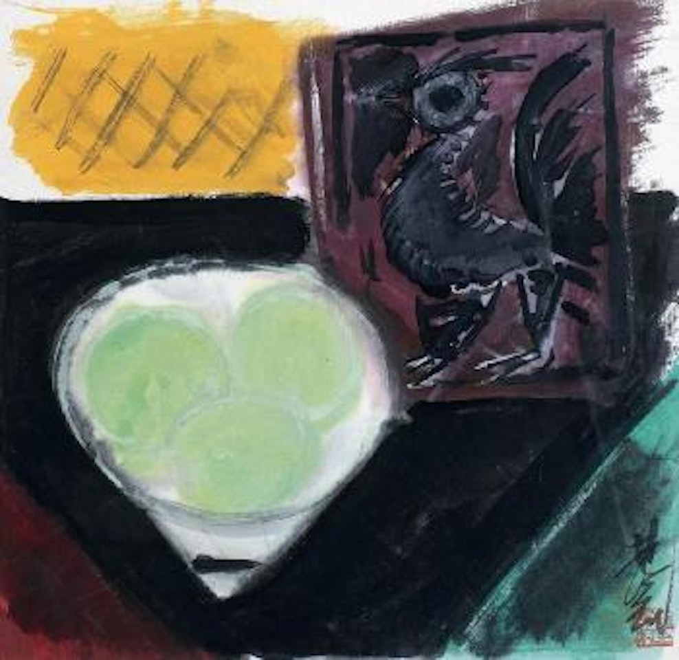 Lemon and Painting by Lin Fengmian