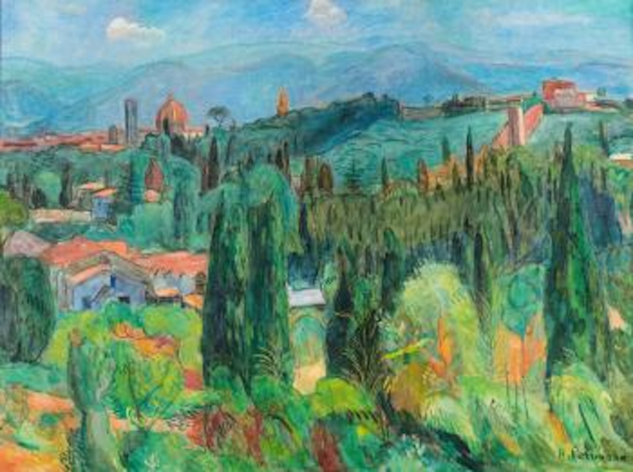 Blick auf die Boboli-Gärten by Hans Purrmann