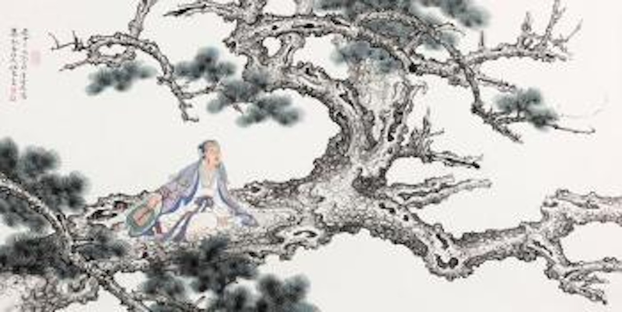 Man and a pine tree by Ren Zhong