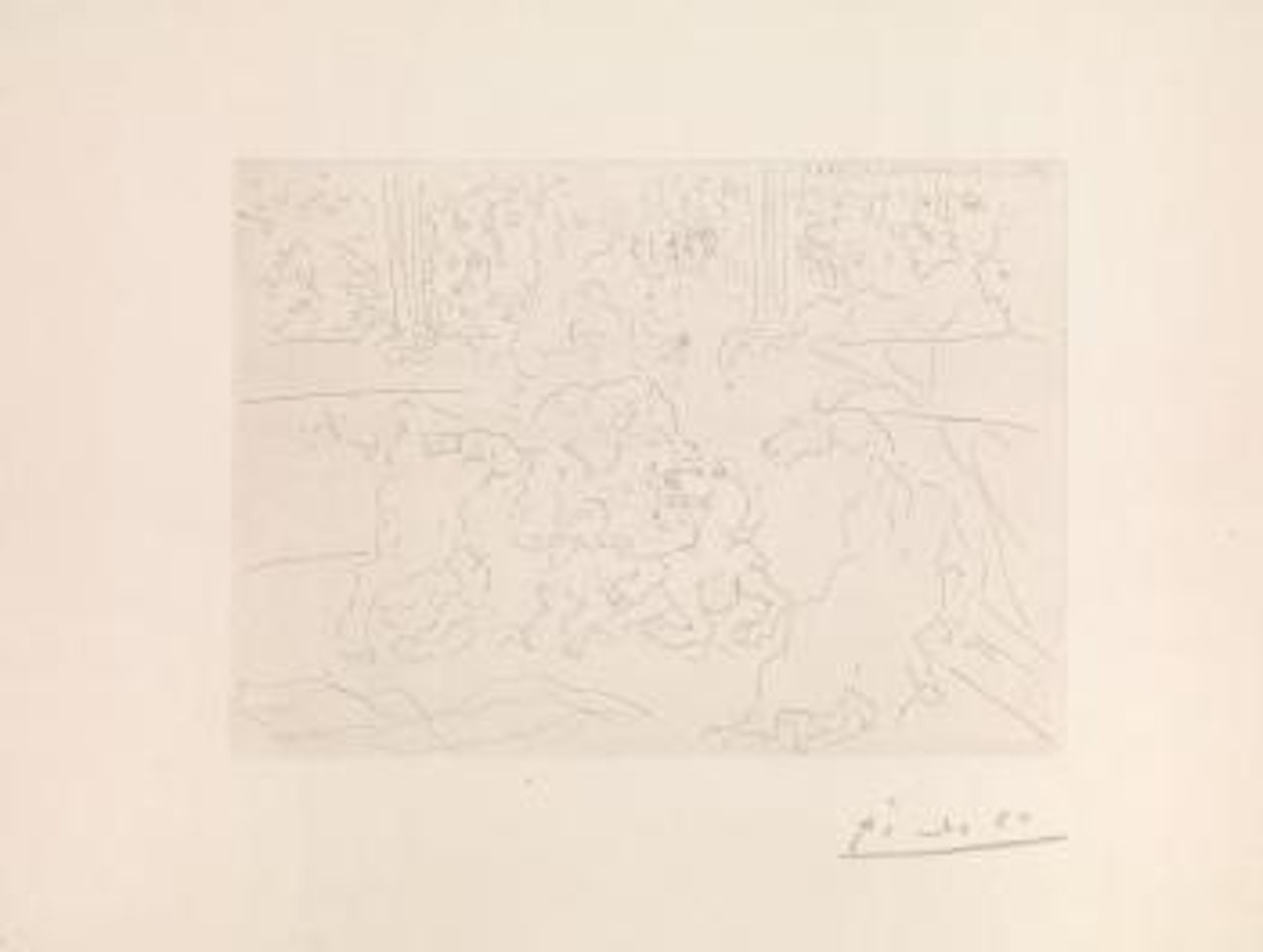 Taureau et chevaux dans l'arène by Pablo Picasso