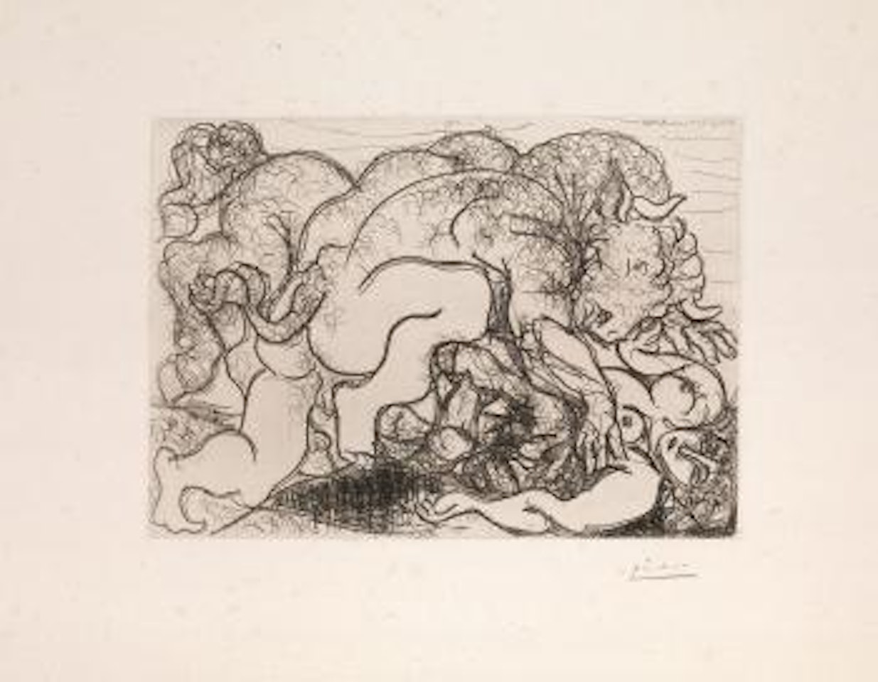 Minotaure attaquant une amazone by Pablo Picasso