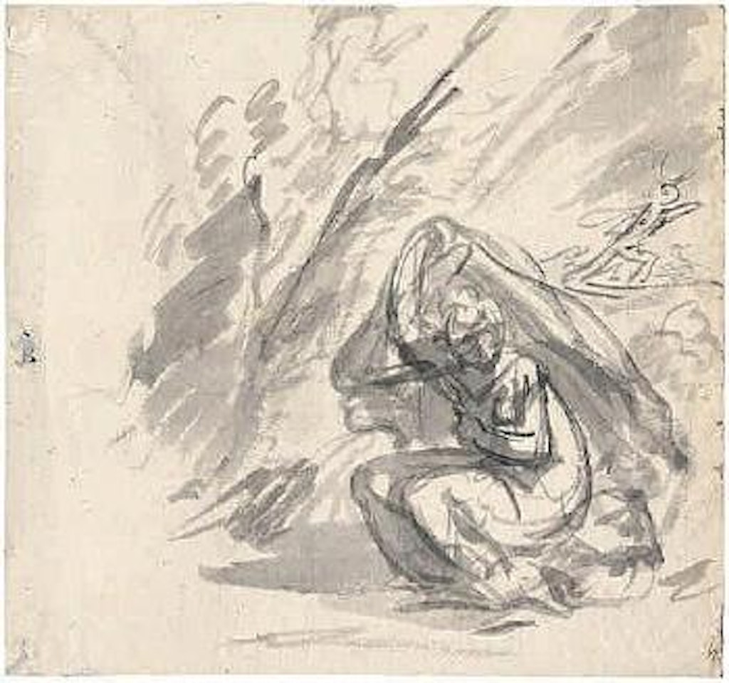 Ein junger Mann und ein Hund, den Kopf zurückgewendet... by Jean-Baptiste Greuze