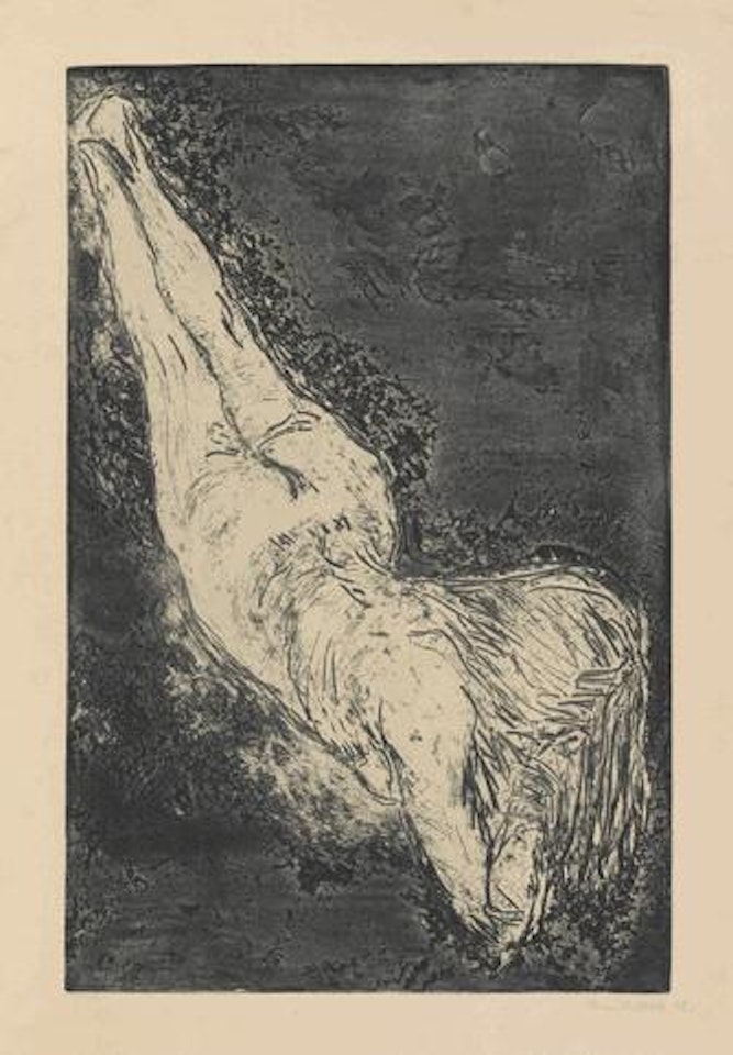 Akt, schräg by Emil Nolde