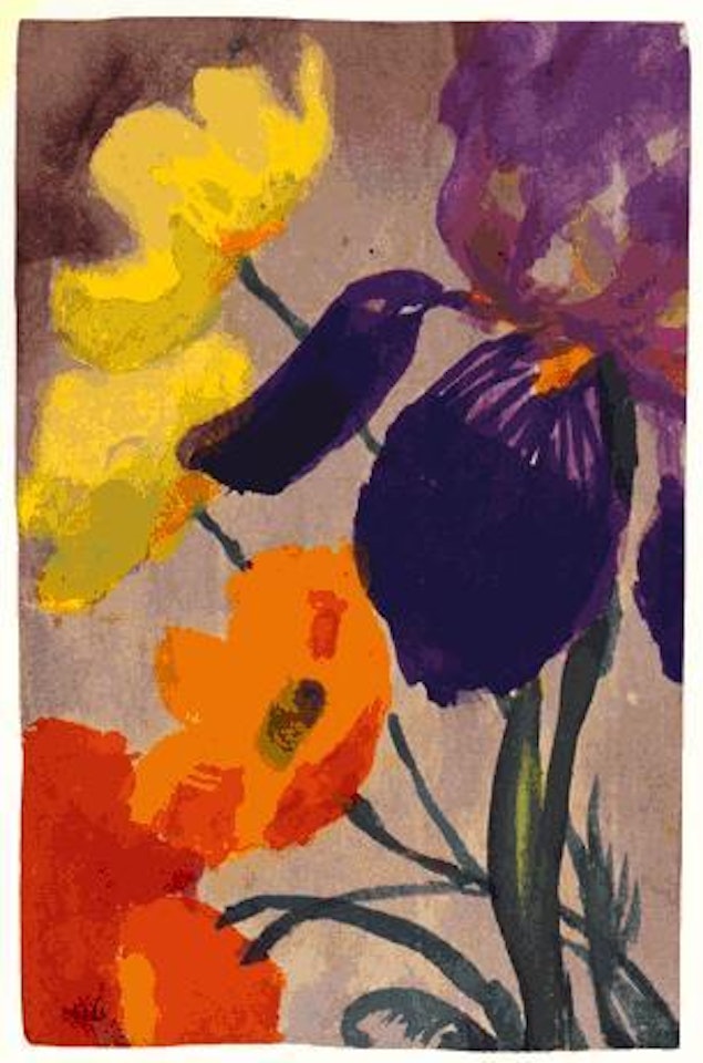 Blaue iris und mohn-blüten by Emil Nolde
