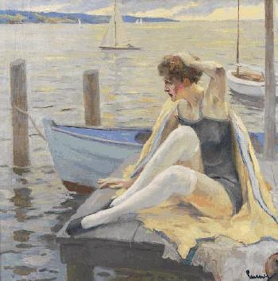Dame am Steg by Edward Cucuel