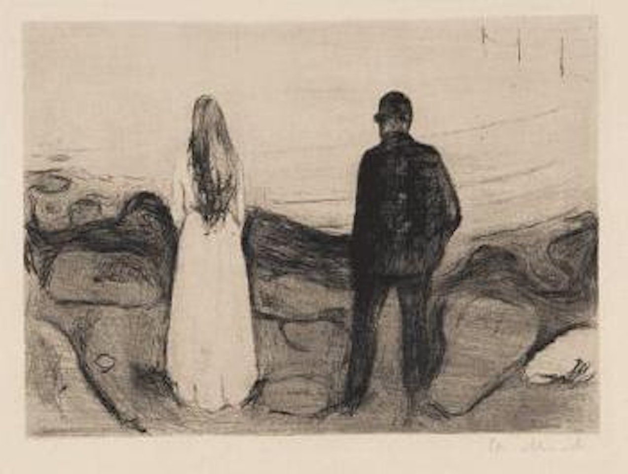 Zwei Menschen - die Einsamen by Edvard Munch