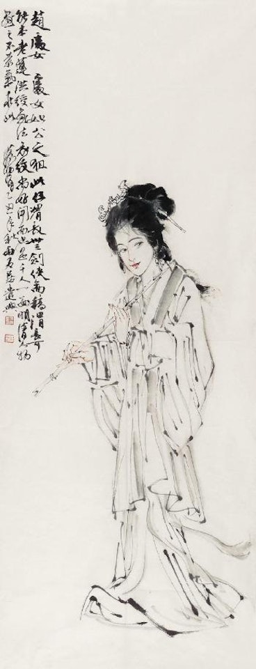 Traditional chinese painting of beautiful women by Huang Zhou