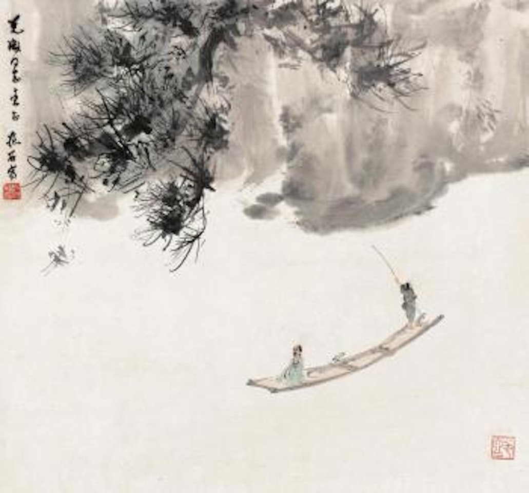 Hermit boating in the river by Fu Baoshi