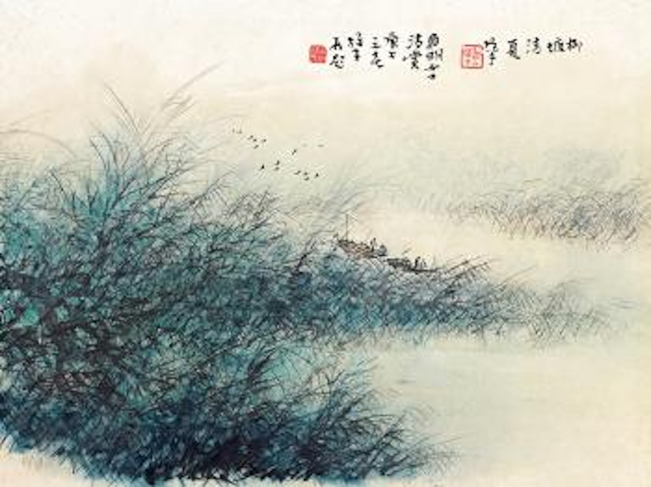 Boating in summer lake by Li Xiongcai