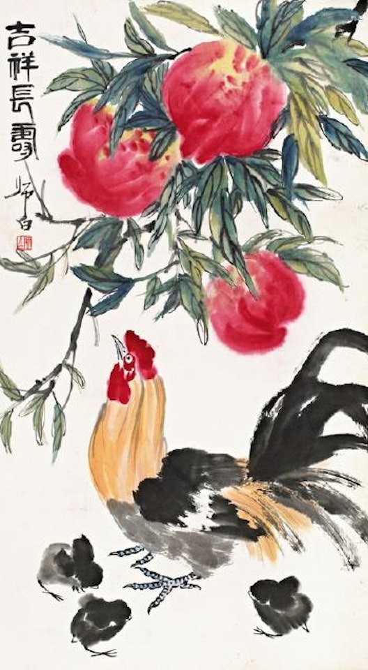 Chickens and peaches by Lou Shibai