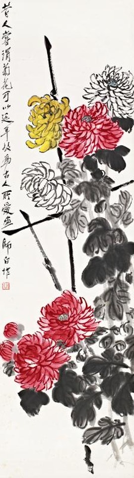 Three-color chrysanthemum by Lou Shibai