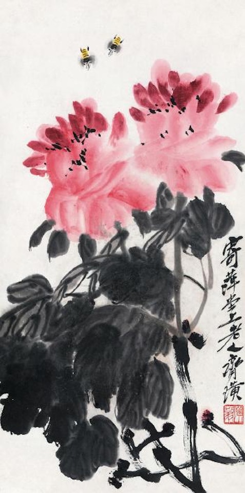 Peony and Bee by Qi Baishi
