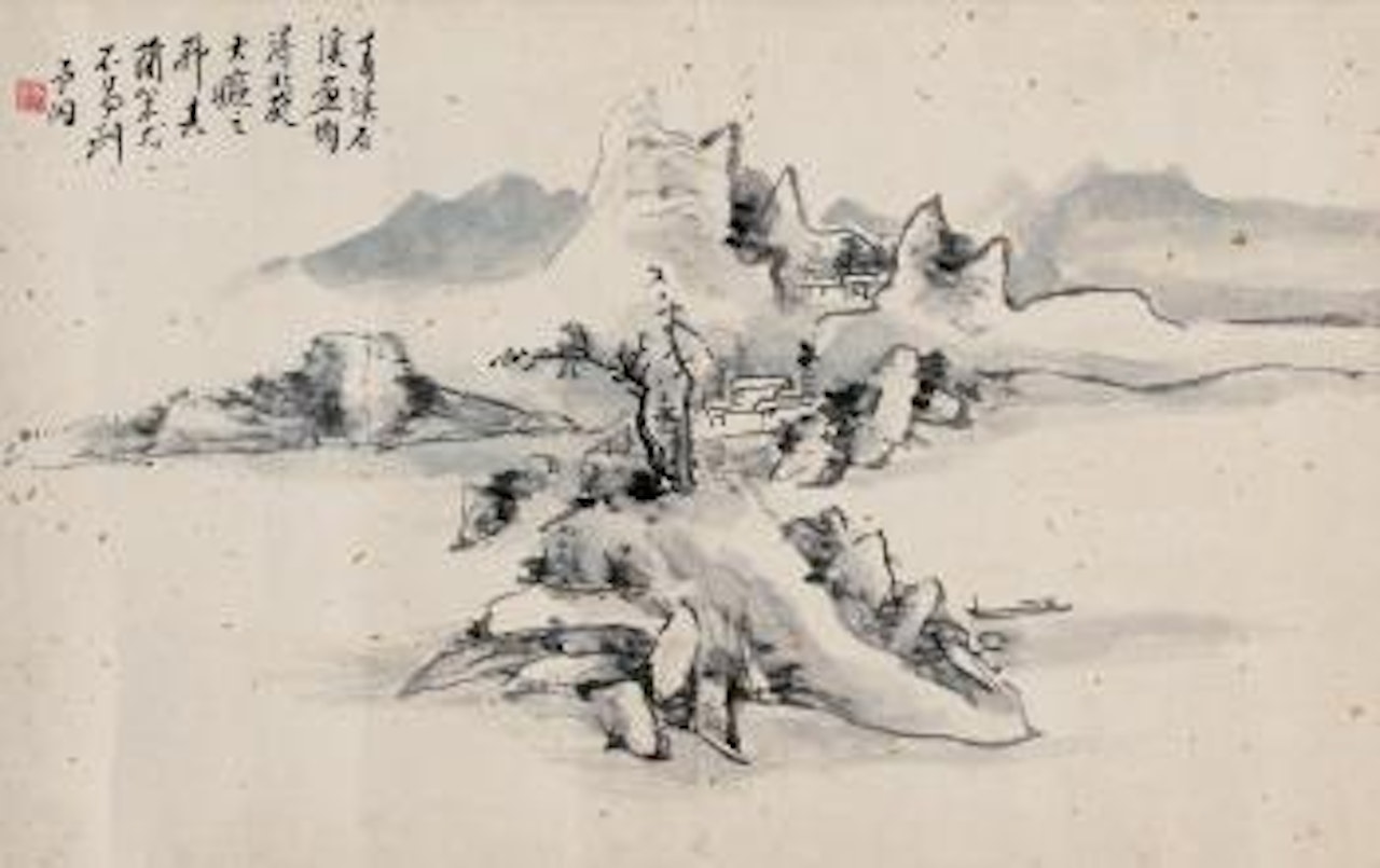 Boating in the autumn by Huang Binhong
