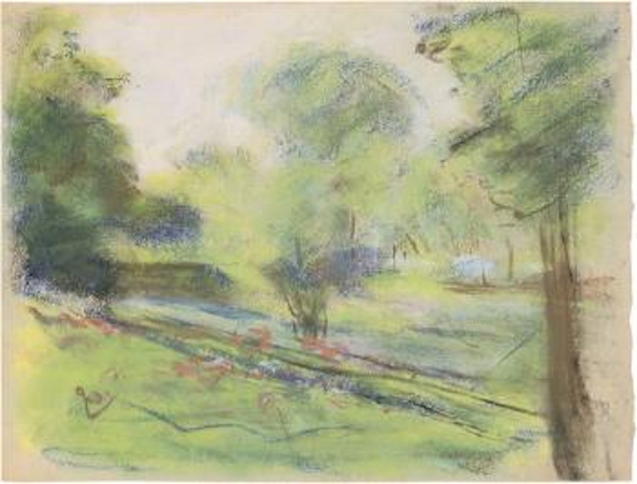 Blick über die Blumenterrasse im Wannseegarten nach Nordosten by Max Liebermann