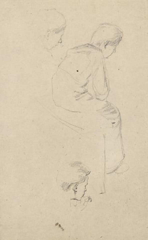 Sitzender Junge im Profil by Max Liebermann