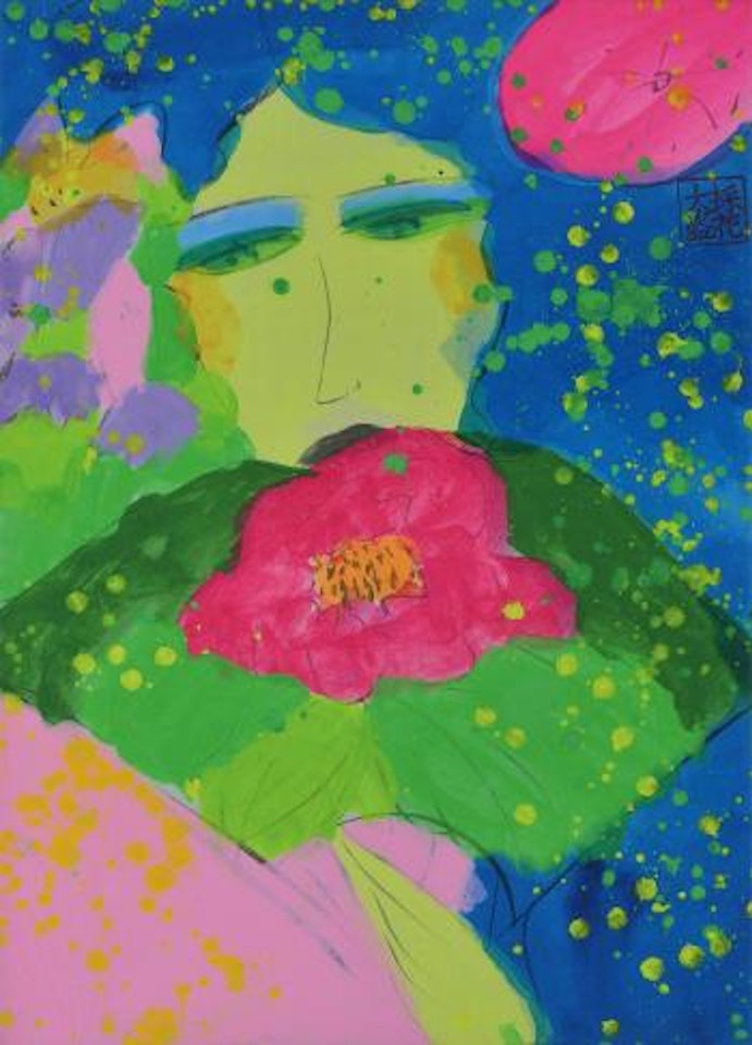 Blue hair woman by Walasse Ting