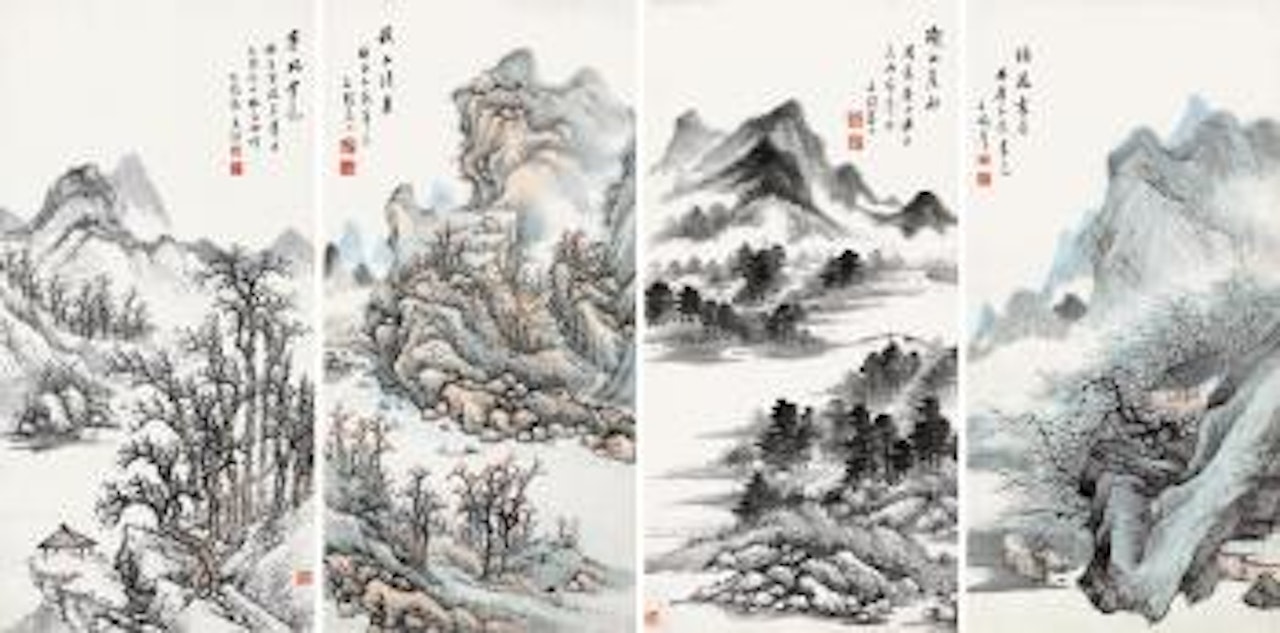 Landscape of Four Pieces by Zhang Shiyuan