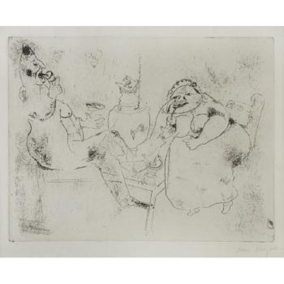 Le Thé Du Matin, Pl. 18, From Les Ames Mortes (V. 19; C. bk. 17) by Marc Chagall