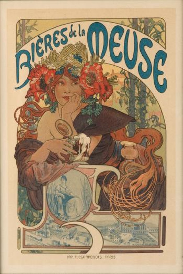 Bières De La Meuse. Maitres De L'affiche, Plate 182 by Alphonse Mucha
