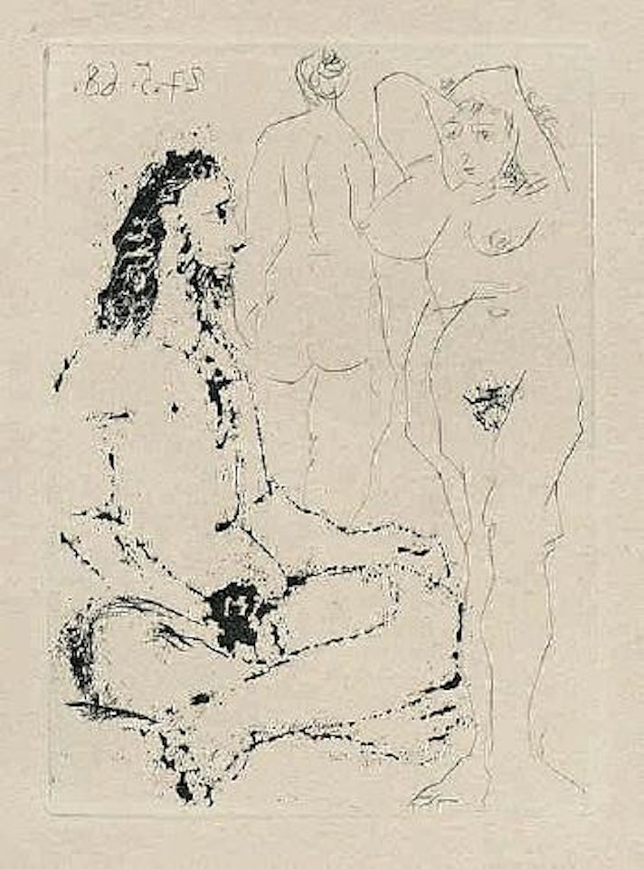 Homme nu assis en tailleur, et deux femmes (La Celestine) by Pablo Picasso