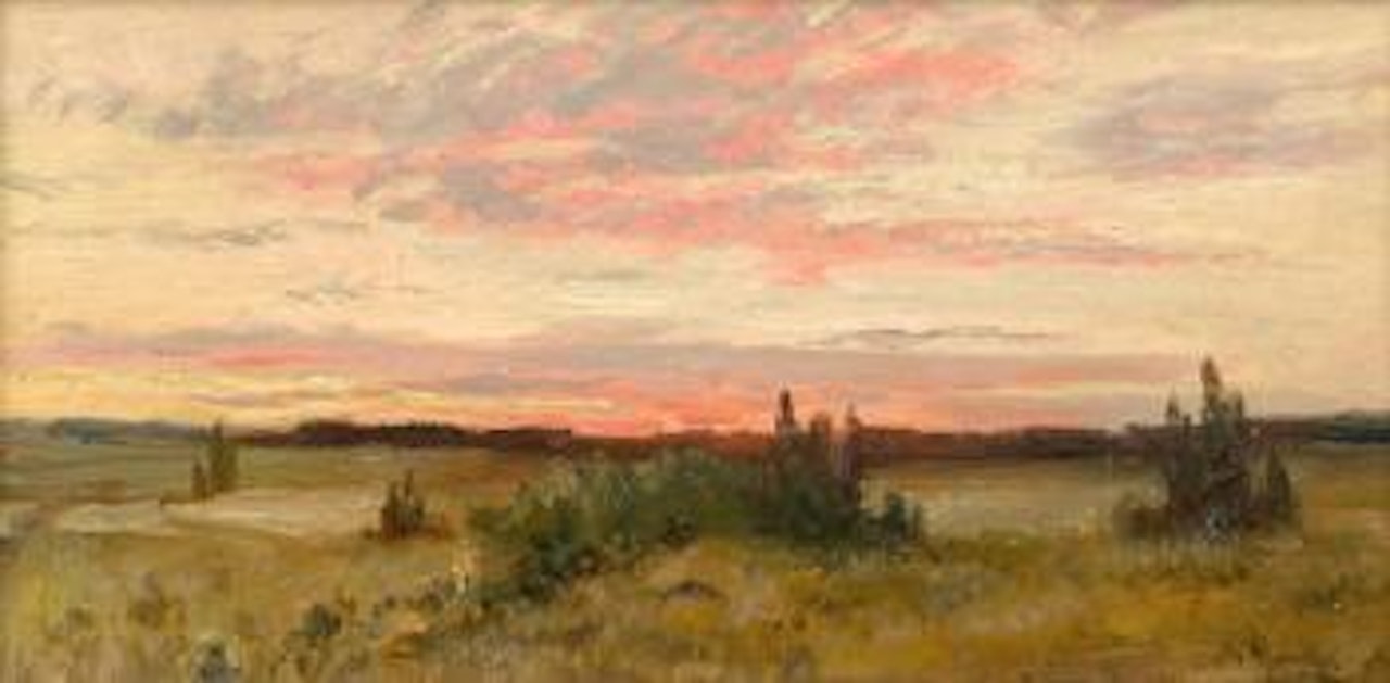 Sonnenaufgang in mecklenburgischer Landschaft by Walter Moras