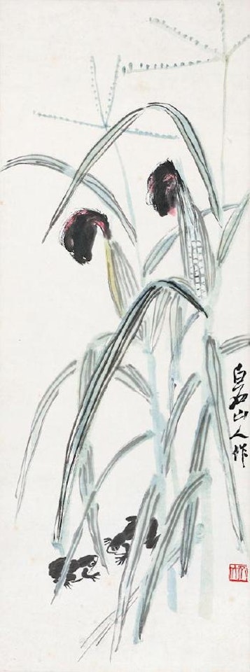 Frogs and corn by Qi Baishi
