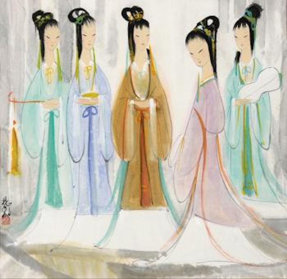 Five beauty by Lin Fengmian