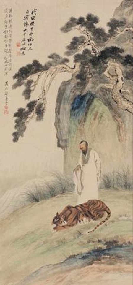 Figure and Tiger by Zhang Daqian by Zhang Shanzi