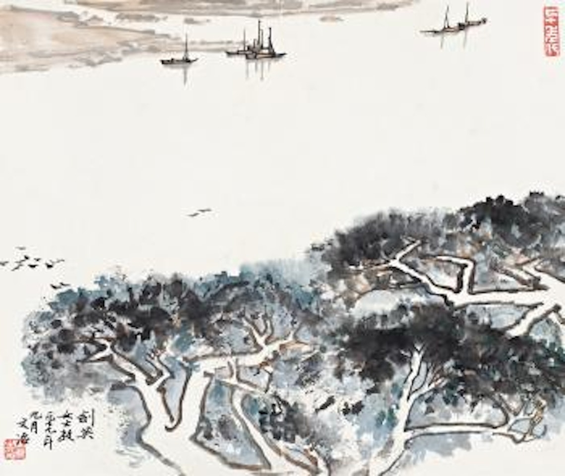 Boats in Taihu lake by Song Wenzhi