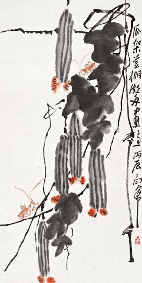 Insects and sponge gourds by Ding Yanyong