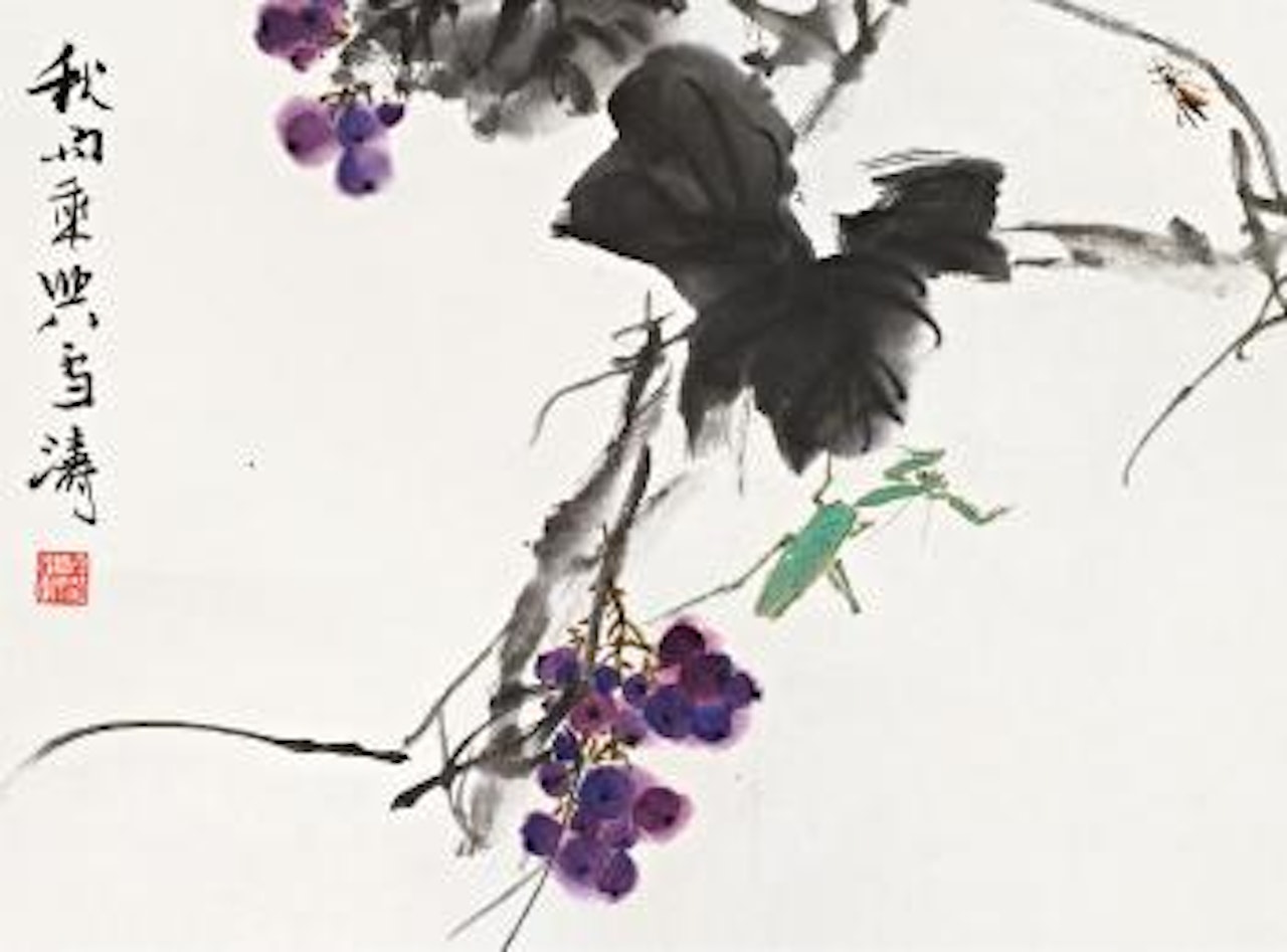 Grapes and mantis by Wang Xuetao