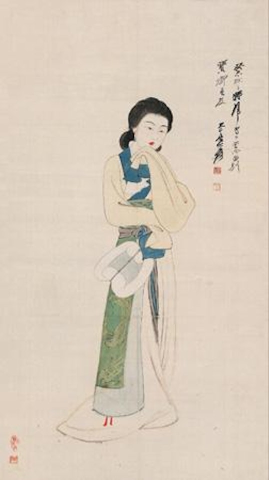 Beauty with Fan by Zhang Daqian