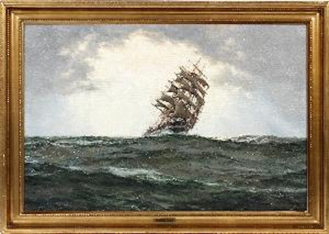 Clearing skies, The Sobron by Montague Dawson