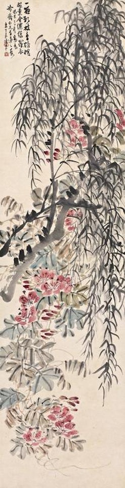 Campsis and willow by Chen Banding