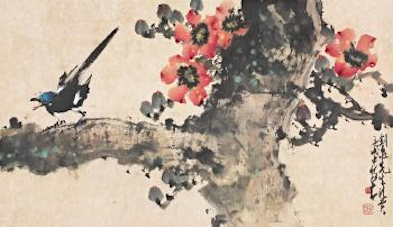 Kapok and bird by Zhao Shao'ang