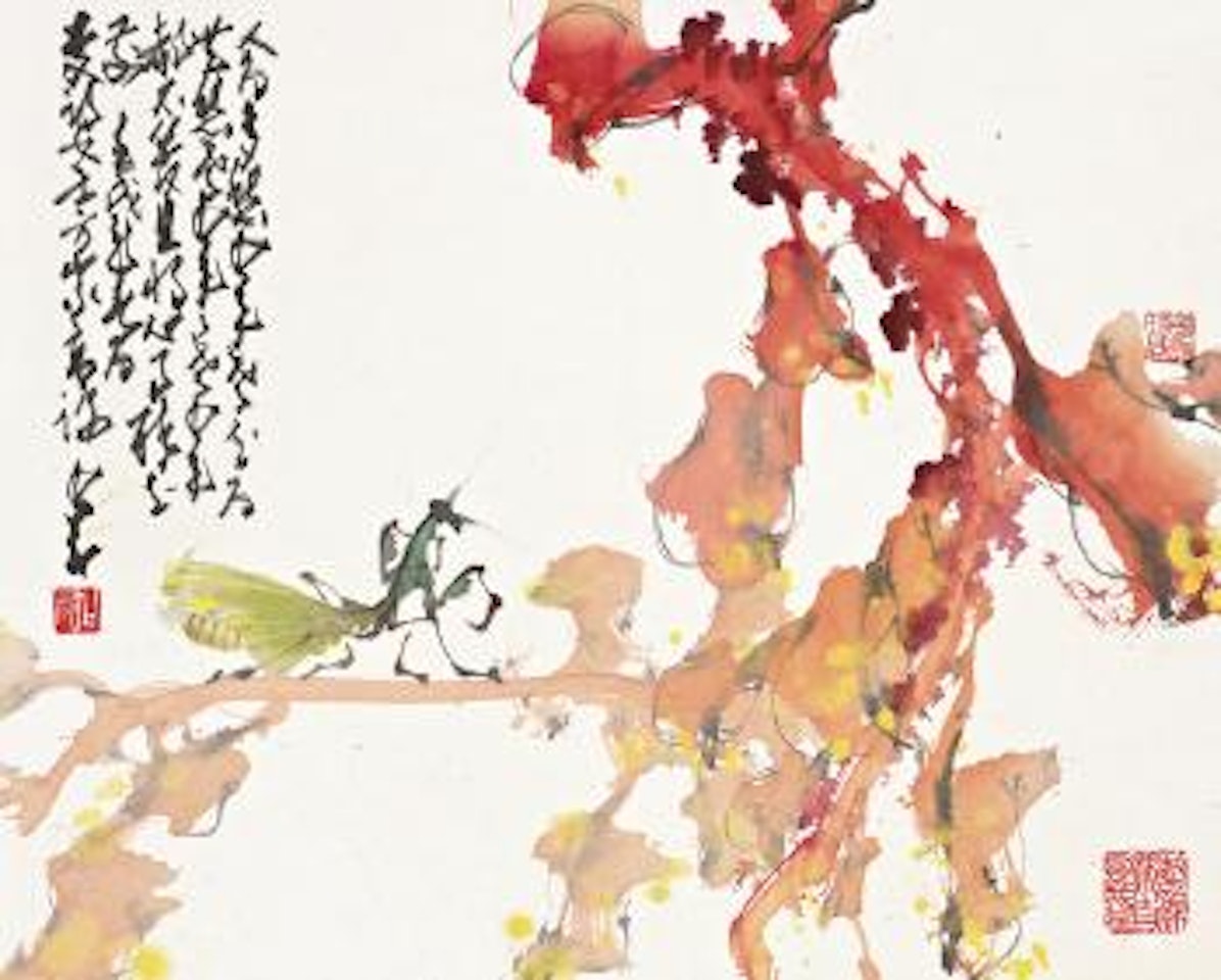 Mantis and flowers by Zhao Shao'ang