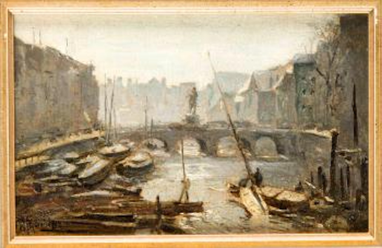 Alte Kurfürstenbrücke mit dem Reiterstandbild by Walter Moras