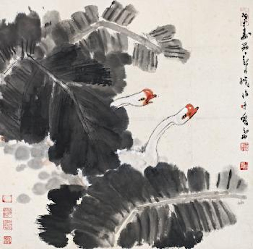 Banana leaves and geese by Zheng Naiguang