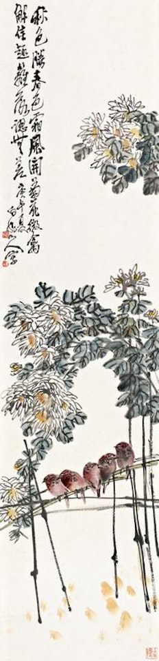 Chrysanthemum and birds by Wang Zhen