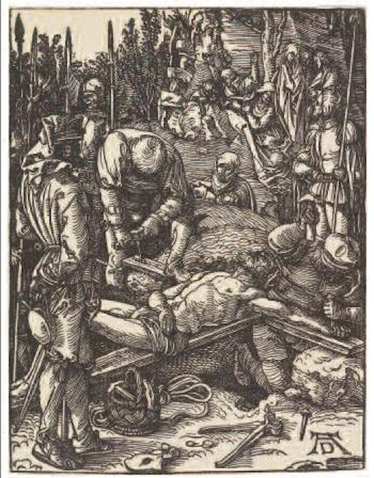Kristus wird an das Kreuz genagelt by Albrecht Dürer