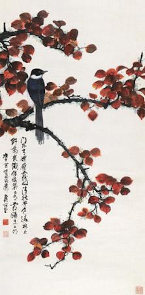 Red leaf and Bird by Xie Zhiliu