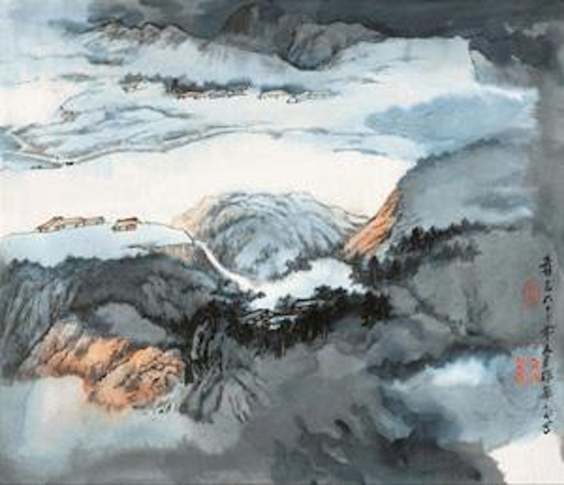 Village beside Lake by Zhang Daqian