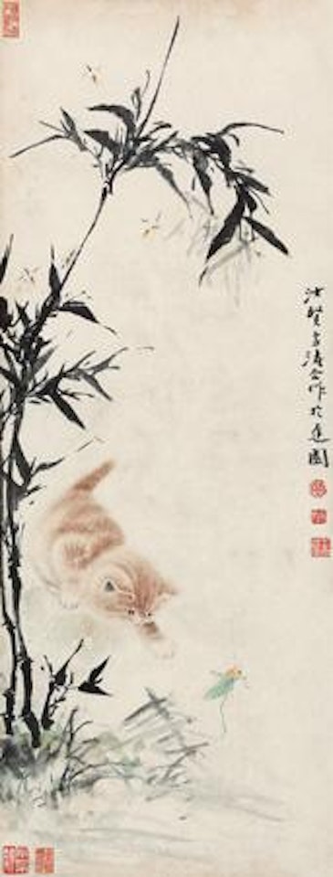 Cat and Bamboo by Wang Xuetao