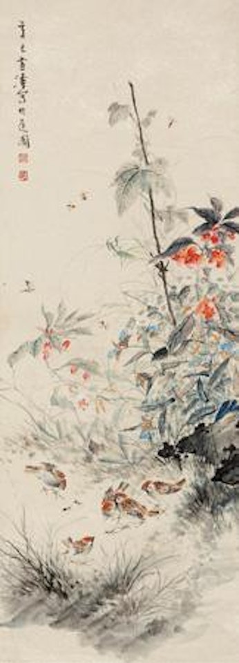 Flower and Birds by Wang Xuetao
