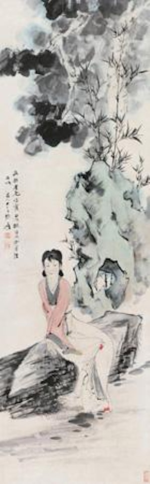 Lady and Bamboo by Zhang Daqian