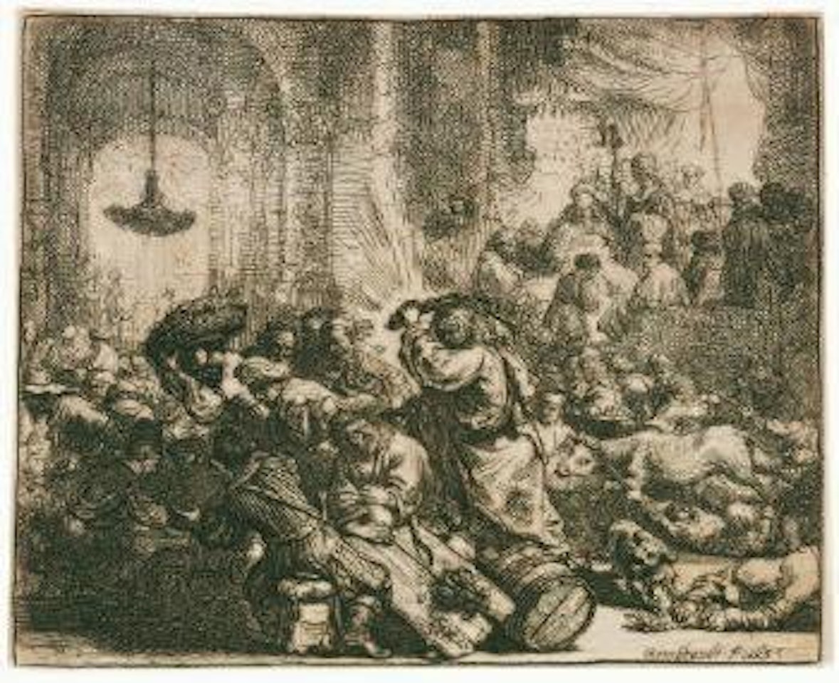 Christus treibt die Wechsler aus dem Tempel by Attributed to Rembrandt Harmensz van Rijn