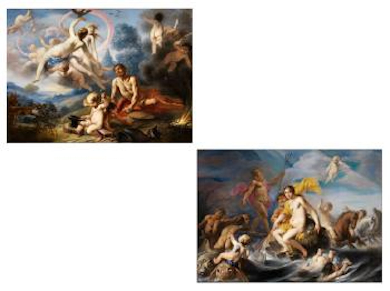 Triumph der Galatea; Die Schmiede des Vulkans by French School