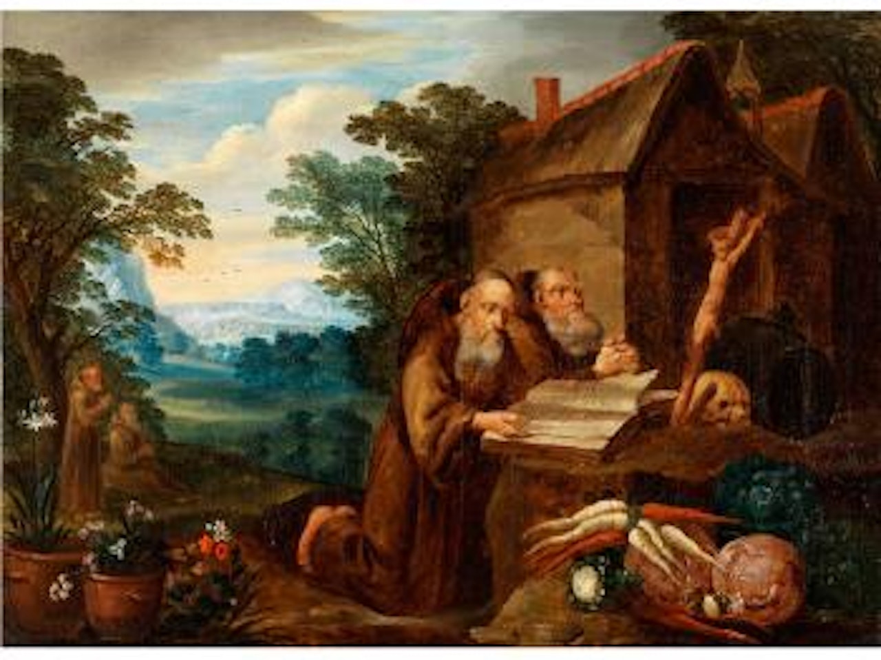 Mönche in einer ländlichen Kartause by Flemish School